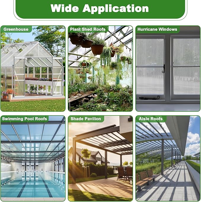 14PCS 4' X 2' X 0.32'' Polycarbonate Greenhouse Panels, Waterproof UV Protected Clear Polycarbonate Sheets Three-Layer Honeycomb Roof Panels, Corrugated Plastic Roofing Panels for Greenhouse