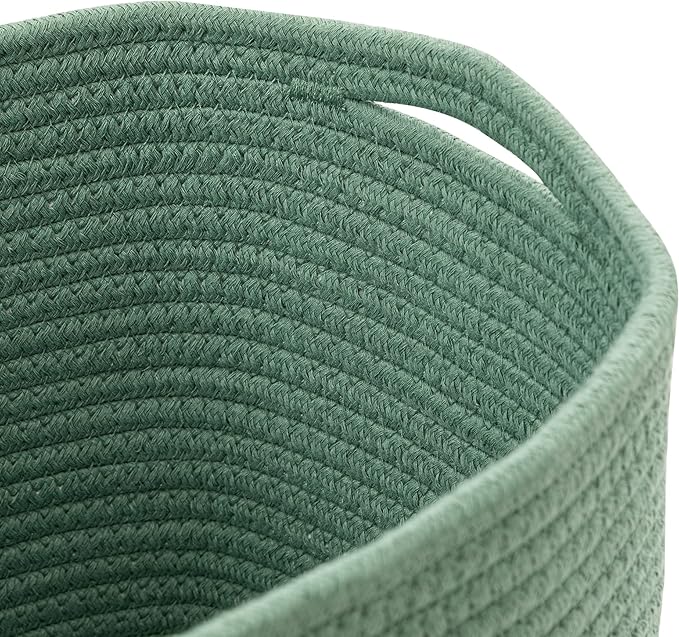 UBBCARE 3-Pack Woven Rope Shelf Baskets - 15x10x9in Decorative Storage Basket for Toys, Kids Playroom, Closet Organization & Cube Storage Organizer | Gift Basket Empty, Green