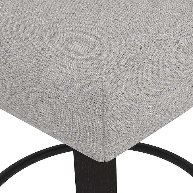 Counter Height Bar Stools Set of 2, 360°Swivel Upholstered Barstools with Back and Solid Wood Legs, 26" H Seat Height, Fabric in Fog Grey