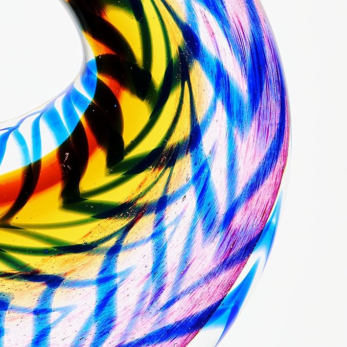 Luxury Lane Hand Blown Abstract Peacock Sommerso Art Glass Sculpture for Home Decor 12 inch Tall Centerpiece Table Decoration