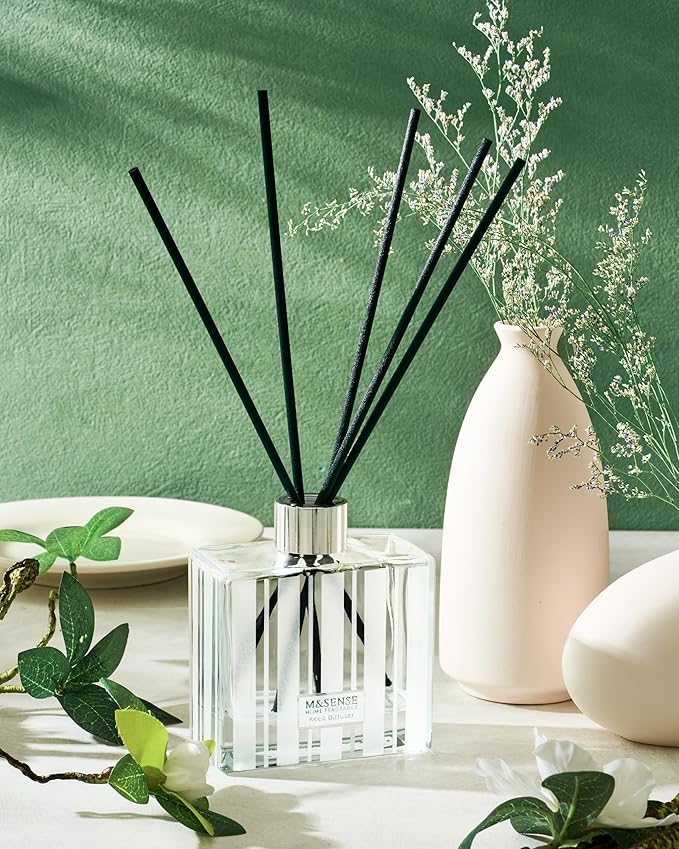 M&SENSE Pine Forest Reed Diffuser Set - 7.04oz Scented Diffusers for Home, Non-Toxic Essential Oil Decor with Sticks, Fragrance Gifts for Bedroom Bathroom Office