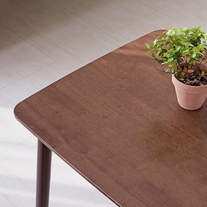 Livinia Aslan 47" Malaysian Oak Rectangular Wooden Dining Table/Solid Wood Kitchen Desk (Walnut)