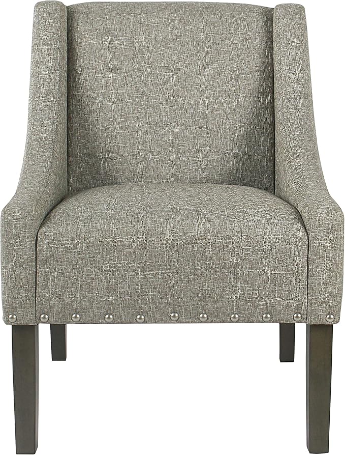 Homepop Home Decor | Upholstered Classic Swoop Arm Accent Chair | Accent Chairs for Living Room & Bedroom | Decorative Home Furniture, Sterling Grey
