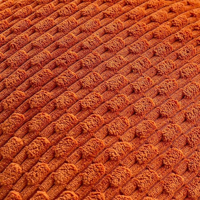 Set of 4 Burnt Orange Decorative Throw Pillow Covers 12x20 Inch Corduroy Pillow Covers for Bed Couch Sofa Living Room Soft Cushion Cases
