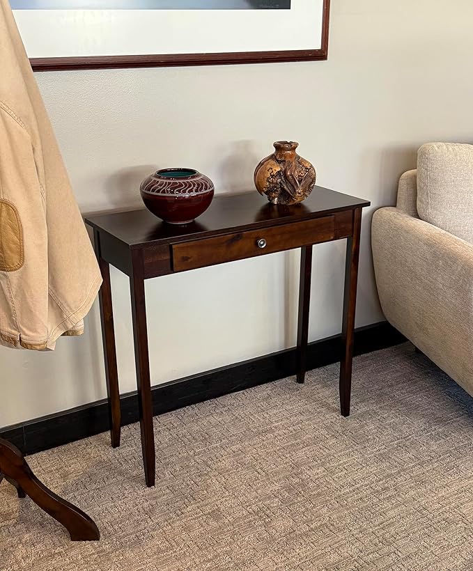 Solid Acacia Console Table w/Drawer