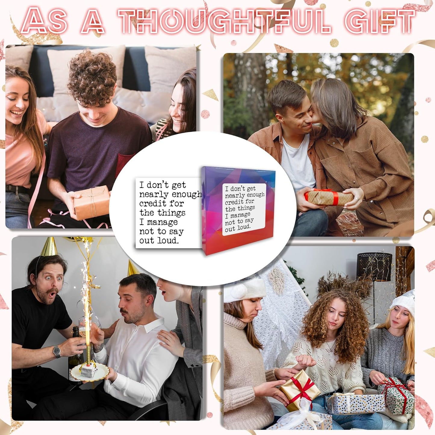 I Don't Get Nearly Enough Credit For The Things I Manage Not To Say Out Loud Wooden Block Plaque - White Tabletop Sign Decor - 5"x5" Office Home Wood Block - Funny Desk Favors & Supplies - A19