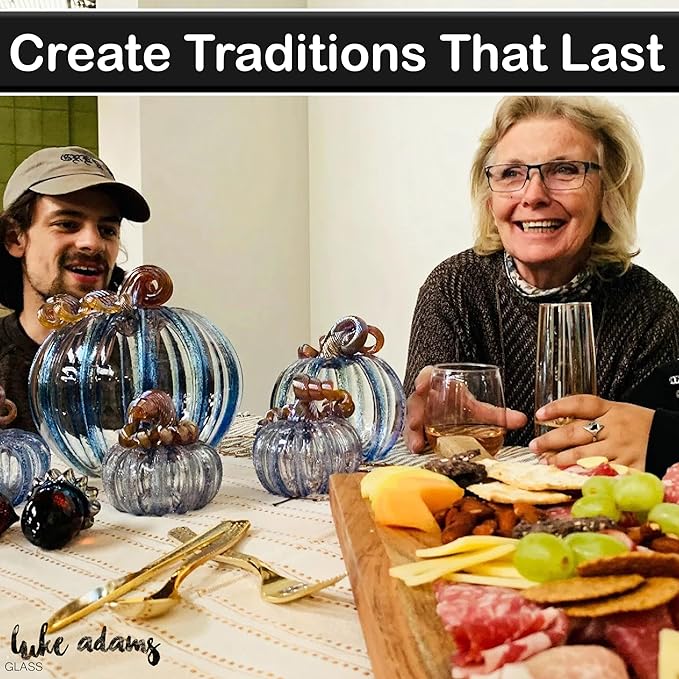 Luke Adams Glass | Handmade Glass Pumpkins | Handmade Table Top Home Decor (Squat, Jewel)
