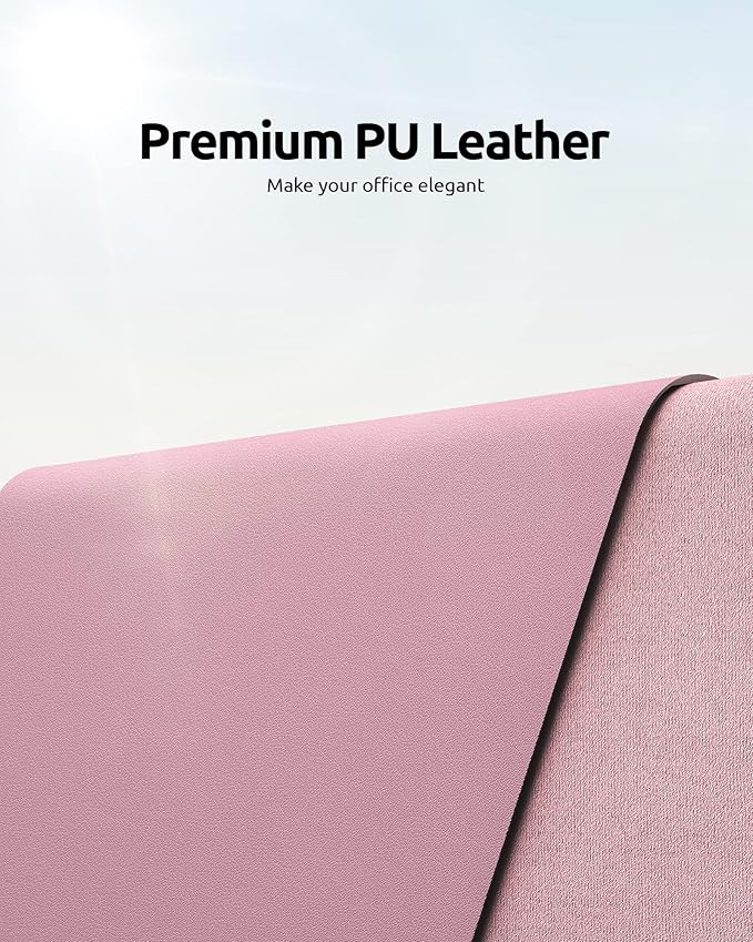 YSAGi Leather Desk Protector, Office Mat, Large Mouse Mat, Non-Slip PU Leather Blotter, Laptop Desk Pad, Waterproof Writing Pad for Office and Home (Pale Mauve, 23.6" x 13.8")