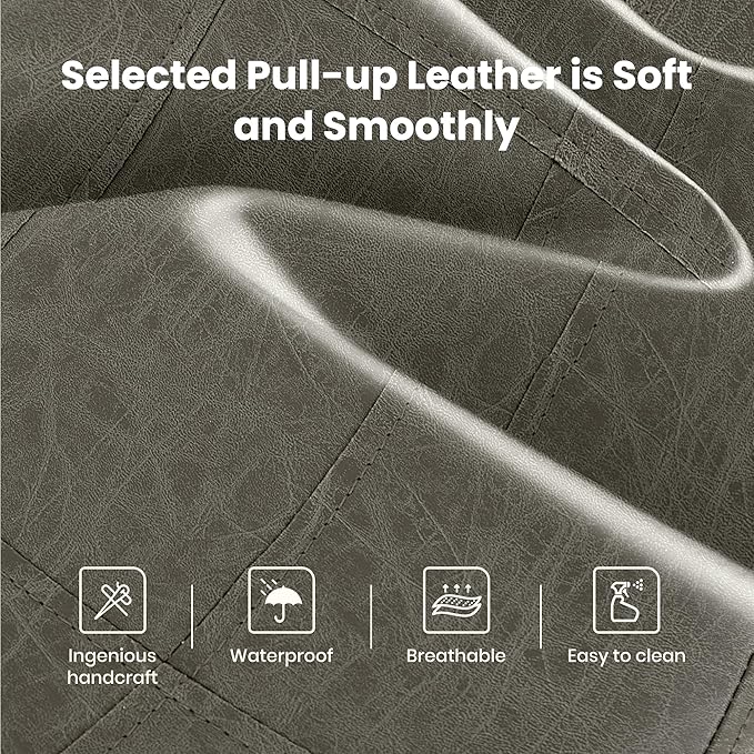 PHI VILLA Counter Height Bar Stools Set of 3,Farmhouse Barstools with Upholstered Saddle Seat, 24 inch Kitchen Counter Island Stools