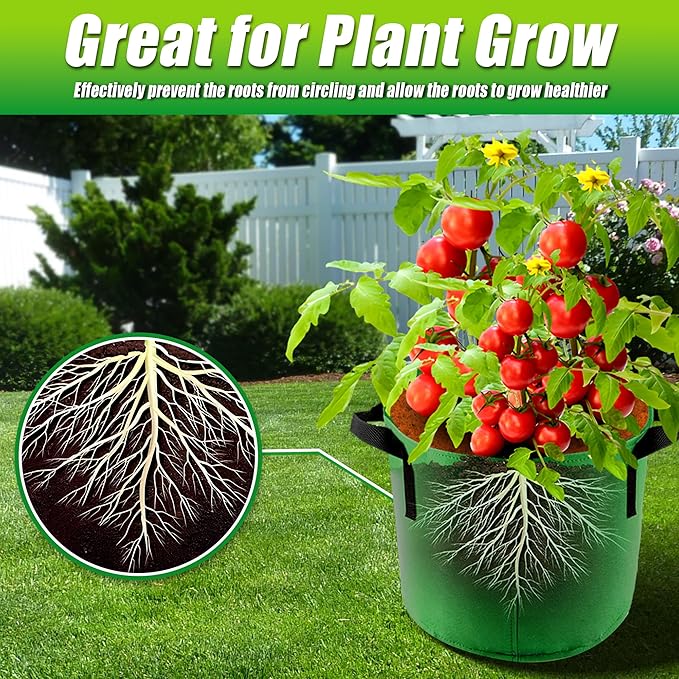 7 Gallon Grow Bags, 7 Pack Colorful Fabric Plant Pots with Handles for Garden and Outdoor Planting