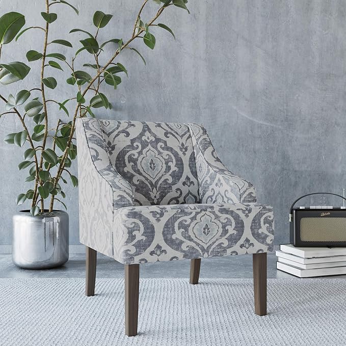 HomePop Velvet Swoop Arm Accent Chair, Suri Blue