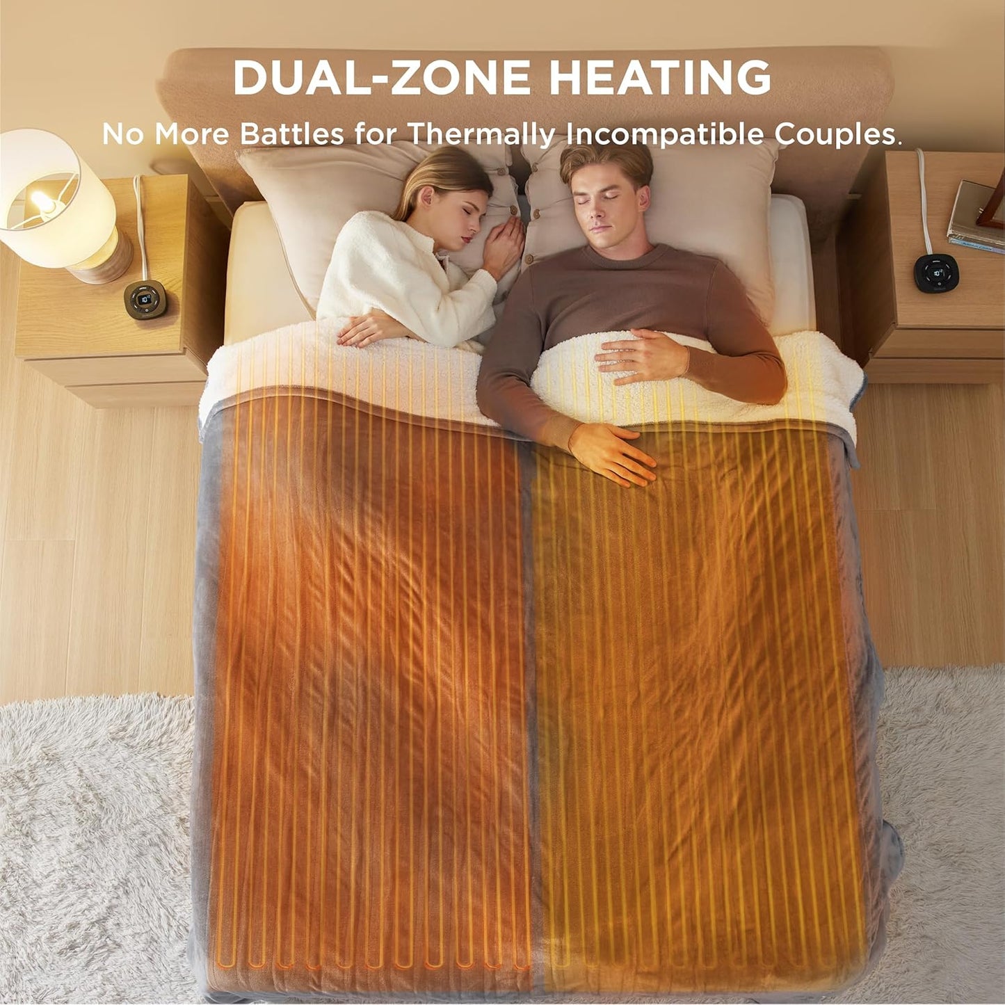 Bedsure Electric Blanket Queen Size - Dual Control Heated Blanket Queen, GentleSoft Fast Heating with 10 Time Settings & 10 Heat Settings, Warm Gift for Grandma (84x90 inches, Grey)