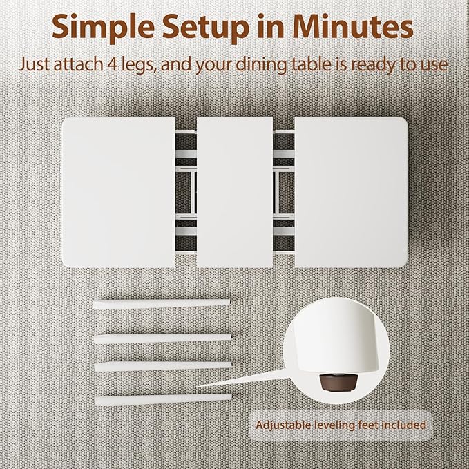 Solid Wood Extendable Dining Table for 4-8 People with Seamless Extension from 47.2 to 63 Inches, Easy Assembly, Expandable Tables for Small Spaces, Dining Room, Kitchen, Living Room, White