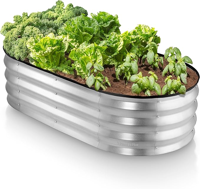 Galvanized Raised Garden Bed Outdoor // 4×2×1 ft Planter Boxes Raised Beds for Outdoor Plants, Vegetables, Gardening // Large Metal Raised Garden Bed Kit (Silver)