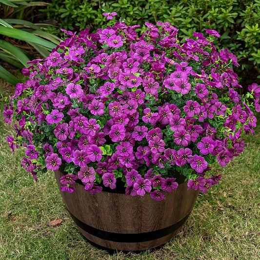 20 Bundles Artificial Flowers for Outdoor Fake Plants for Spring Decoration,Faux Eucalyptus Flowers for Planter UV Resistant Lifelike for Home Porch Garden（Fuchsia）