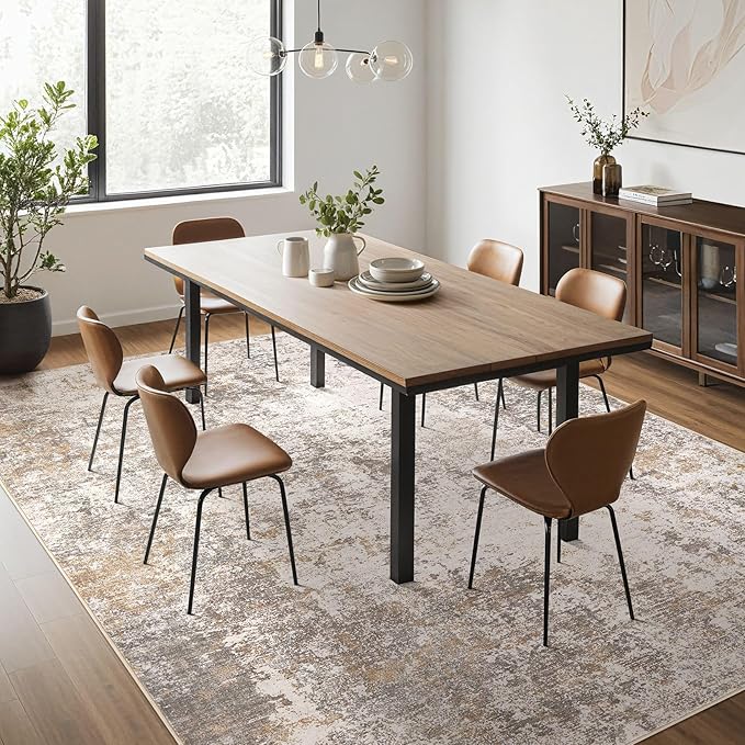 Area Rugs for Living Room: 5x7 Large Soft Washable Rug Modern Abstract Non-Slip Backing Stain Resistant Carpet for Bedroom Dining Room or Home Office Home Decor - Brown