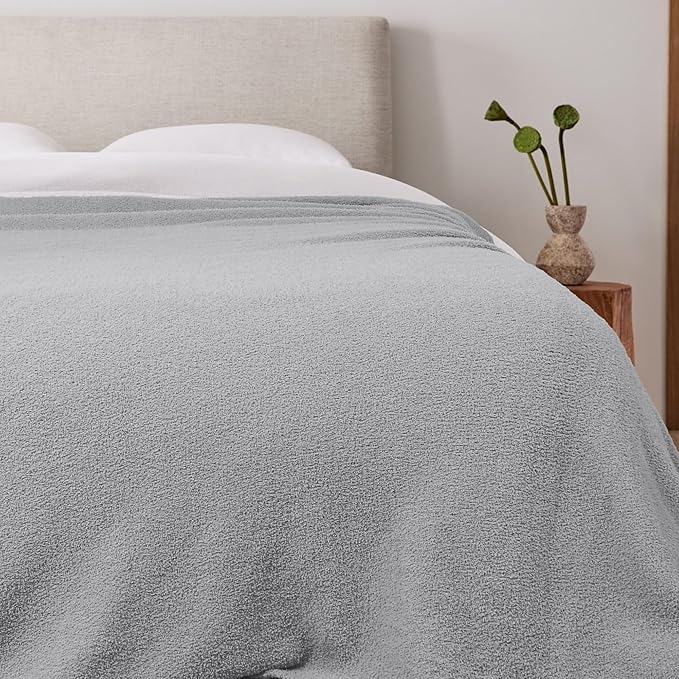 JOOJA Grey Blanket Warm Queen Size Fuzzy Knitted Oversized Luxury Bed Blankets,Soft for Bed, Lightweight Plush for Cozy Nights (Grey, 90x90)