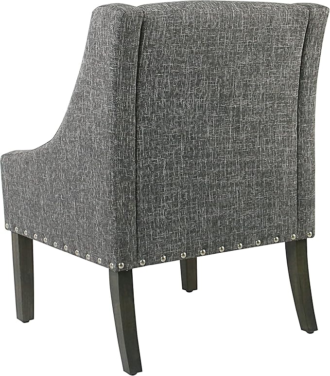 Homepop Home Decor | Upholstered Classic Swoop Arm Accent Chair | Accent Chairs for Living Room & Bedroom | Decorative Home Furniture, Slate Grey