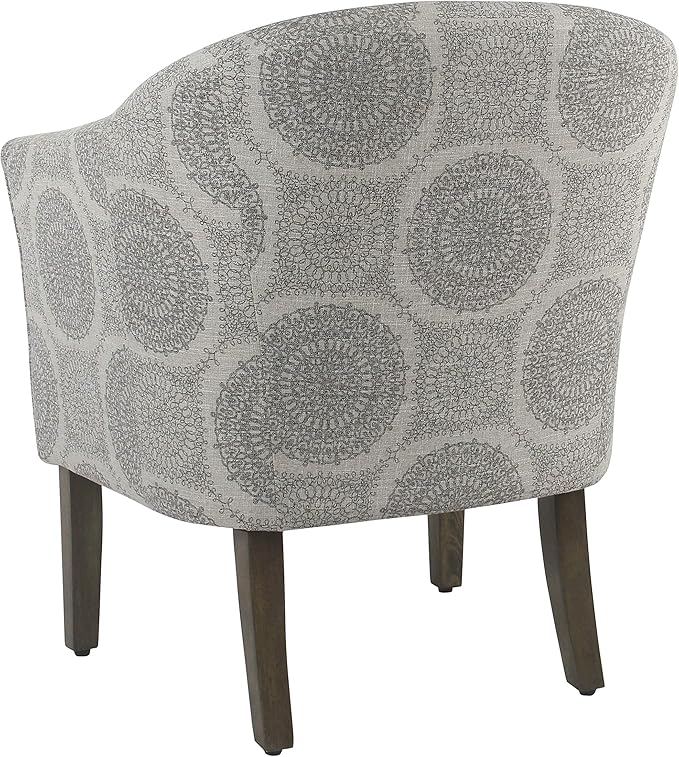 HomePop Barrel Shaped Accent Chair, Grey Medallion