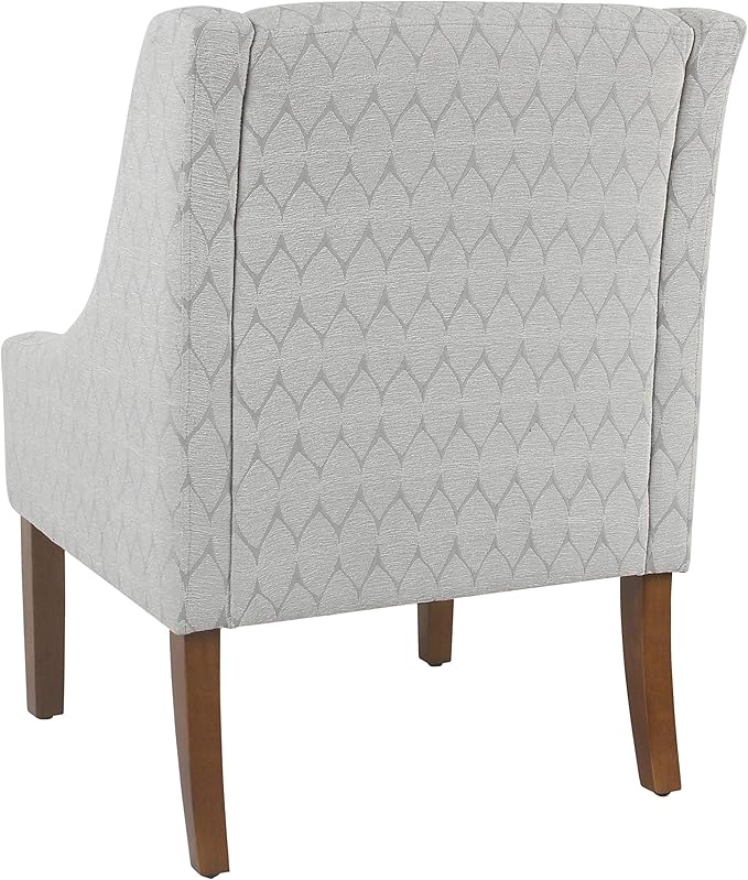 Homepop Home Decor | Upholstered Classic Swoop Arm Accent Chair | Accent Chairs for Living Room & Bedroom | Decorative Home Furniture, Gray Leaf