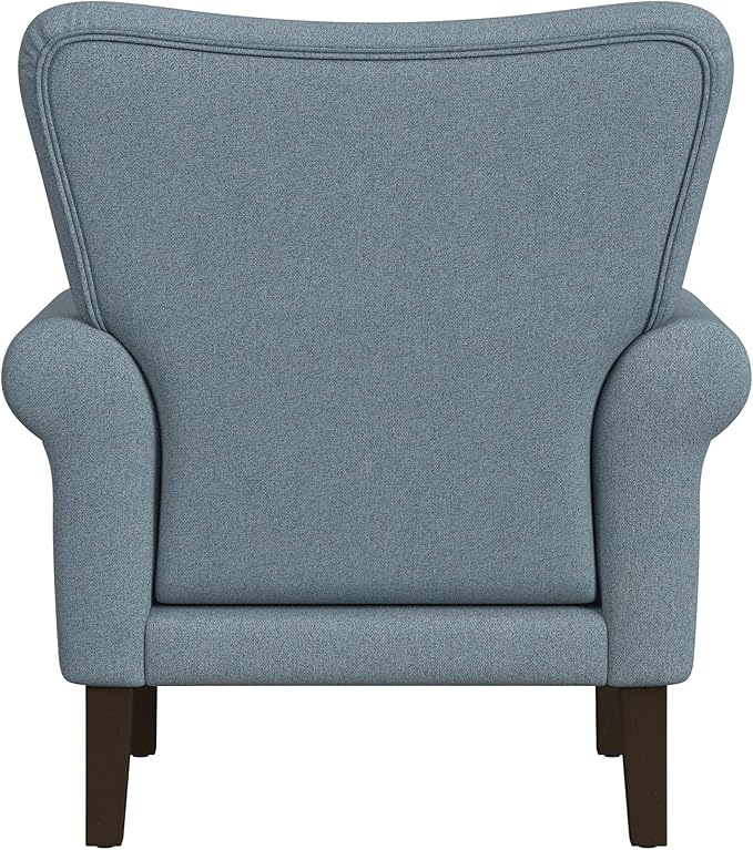 Home Decor | Upholstered Rolled Arm Wingback Accent Chair | Accent Chairs for Living Room & Bedroom | Decorative Home Furniture - Blue Textured Woven