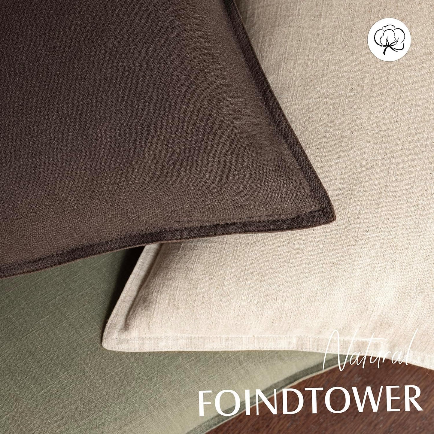 Foindtower Pack of 2, Decorative Linen Soild Throw Pillow Covers Soft Accent Cushion Case Boho Farmhouse Neutral Pillowcase for Couch Sofa Bedroom Living Room Home Decor 20 x 20 Inch Reddish Brown