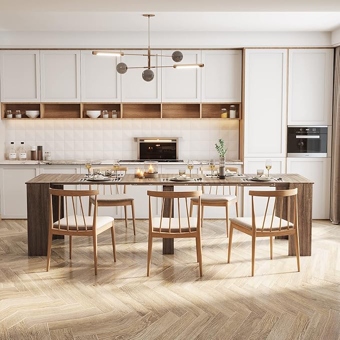 Extendable Console Dining Table for 6-10, 20"-99" Modern Extendable Dining Room Table with Storage for Small Spaces, Easy Assembly