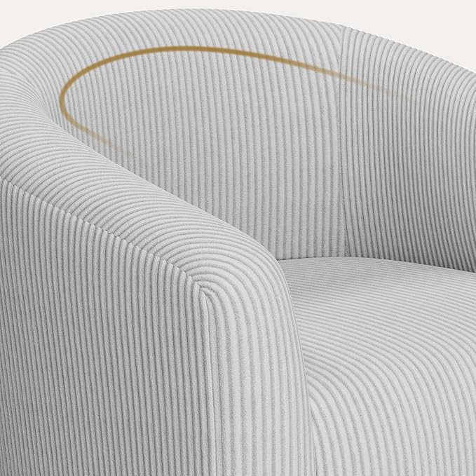 Yaheetech Accent Barrel Chair, Corduroy Fabric Club Chair, Furry Sherpa Elegant Armchair with Cozy Soft Padded for Living Room Bedroom Reception Room Office, Light Gray