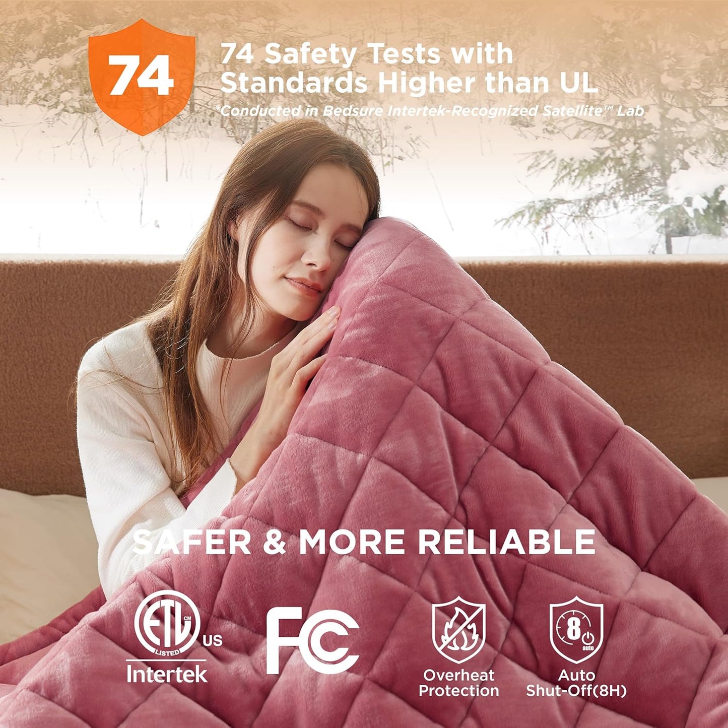 Bedsure Electric Blanket King Size - Dual Control Heated Weighted Blanket King with 10 Heat Settings, Fast Heating with 10 Time Settings (100x90 inches, Dusty Rose)