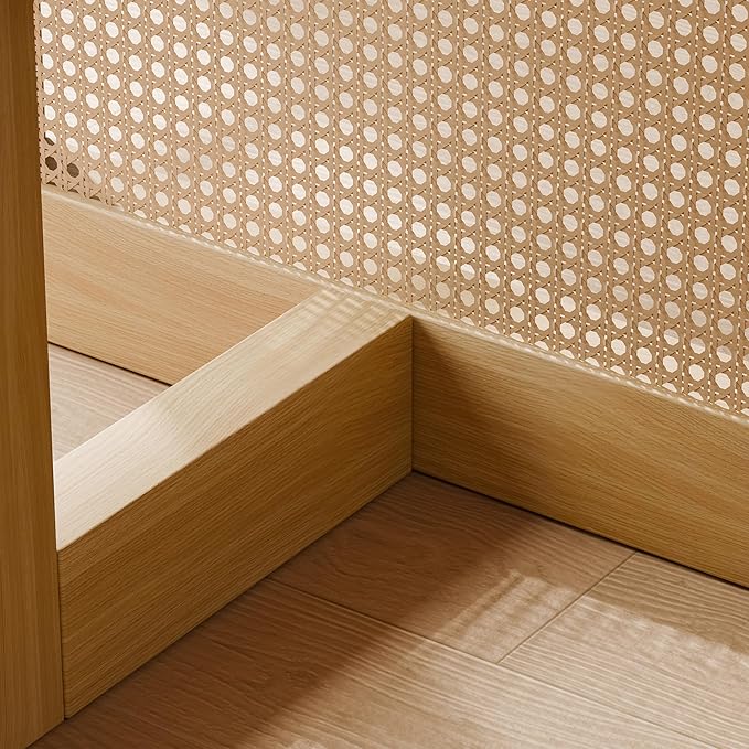 Casaphoria 79" Dining Table, Wicker Base Modern Kitchen Table for 4-6, Farmhouse Style with Oval Top & Wicker Base, Easy Assembly for Living Room, Kitchen, Natural Wood