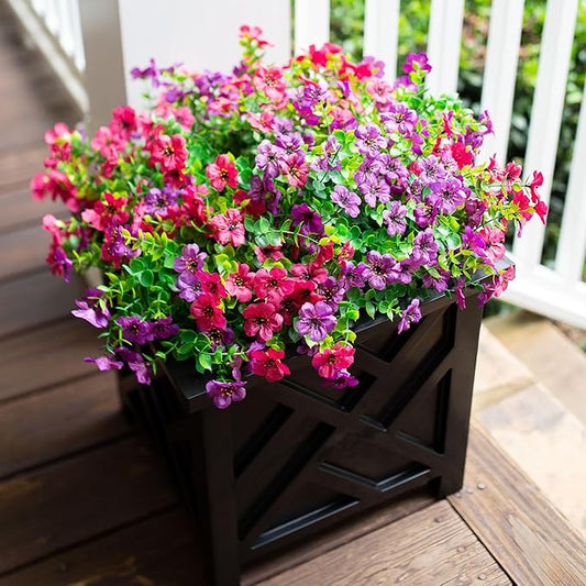 Ivydale Artificial Fake Flower Plants for Outdoor Outside Summer Decoration, 12 Bundles Silk Mixed Colorful Daisy UV Resistant Look Real for Planter Home Porch Patio Window Box