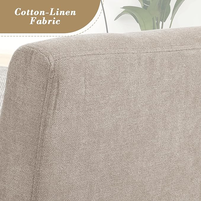 Athena Collection Modern Accent Chair with Cushion, Comfy Upholstered Fabric Reading Chair for Adult, Soft Sofa Armchair for Living Room, Bedroom, Dorm, Beige