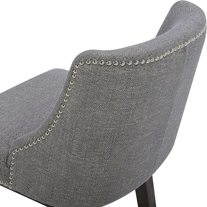 CHITA Counter Height Swivel Bar Stools Set of 4, FSC Certified Upholstered Counter Stools, Modern Swivel Barstools with Wood Legs for Kitchen Island, 26" Seat Height, Fabric in Fog