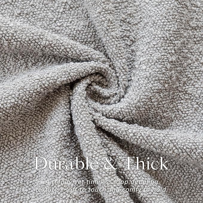 Foindtower Set of 2, Decorative Textured Boucle Throw Pillow Covers Accent Solid Pillow Cases Soft Cozy Couch Cushion Case for Chair Sofa Bedroom Living Room Home Decor 24 x 24 Inch Neutral Grey