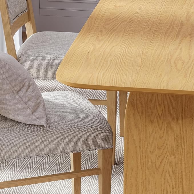 Casaphoria 67" Dining Table, Modern Kitchen Table for 4-6, Farmhouse Style with Rectangular Top & Arched Legs, Easy Assembly for Living Room, Kitchen, Bar, Oak