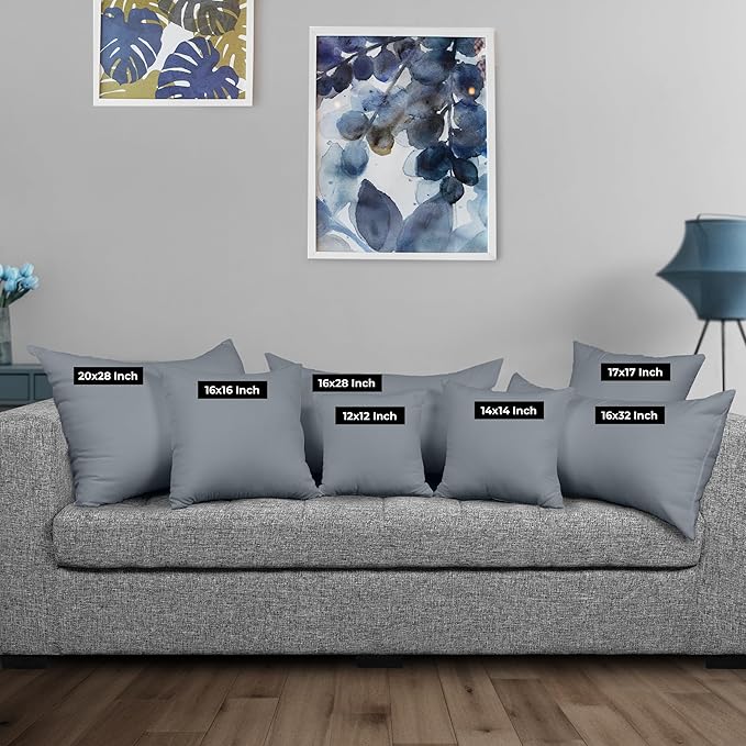 Utopia Bedding Throw Pillows Insert (Pack of 2, Grey) - 16 x 16 Inches Bed and Couch Pillows - Indoor Decorative Pillow