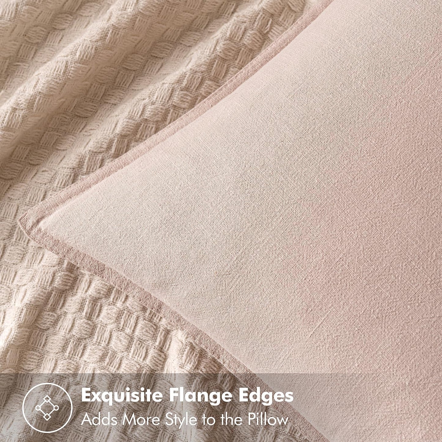 MIULEE Decorative Linen Euro Sham Pillow Covers 26x26 Light Pink Boho FarmhouseNeutral Couch Throw Pillows for Bed Pack of 2 Accent Modern Pillowcase Sofa Livingroom Home Decor