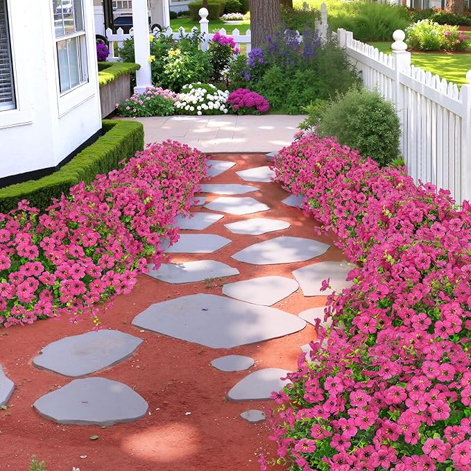 20 Bundles Artificial Flowers for Outdoors Decoration Fake Silk Flowers UV Resistant Faux Plants Artificial Daisy Eucalyptus for Spring Summer Garden Yard Porch Window Home Decor, Fuchsia