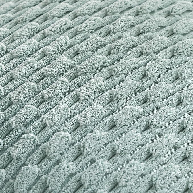 Set of 4 Aqua Decorative Throw Pillow Covers 18x18 Inch Corduroy Pillow Covers for Bed Couch Sofa Living Room Soft Square Cushion Cases