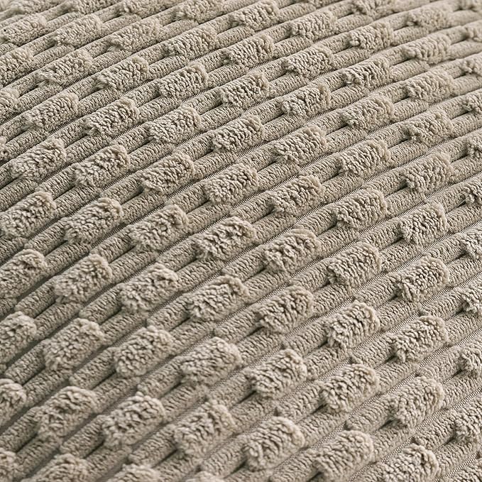 Set of 4 Navy White Taupe Decorative Throw Pillow Covers 26x26 Inch Corduroy Pillow Covers for Bed Couch Sofa Living Room Soft Square Cushion Cases