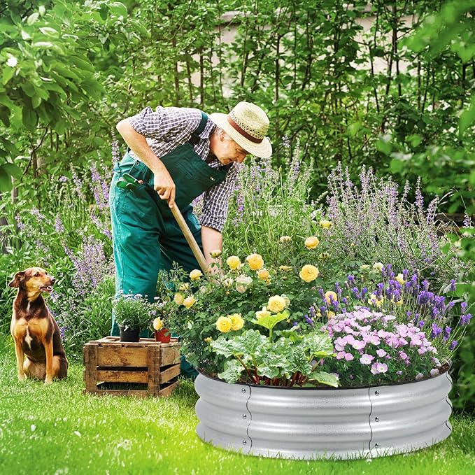 Aoodor 9" Tall 30" Metal Raised Garden Bed, Outdoor Planter Box and Raised Garden Kit for Vegetables, Flowers, Arugula and Herbs, Silver