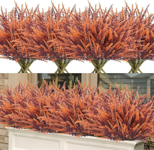 Krissing 40 Pcs Artificial Fall Flowers for Outdoors UV Resistant Artificial Fall Lavender Outdoor Flowers Fake Greenery Shrubs for Home Indoor Outside Garden Patio Porch Fall Decor