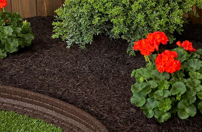 Rubberific Premium Shredded Rubber Mulch for Gardens, Lawns, and Landscaping | Long Lasting Color | Looks Like Natural Wood Mulch (1.5 CU. FT. - 27 LBS, Brown)