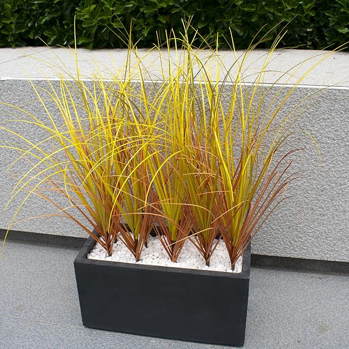 20PCS Artificial Plants Outdoor,Artificial Shrubs Fake Tall Grass,Artificial Faux Greenery Stems,Fake Leaves Artificial Grass Plant Onion Grass UV Resistant for Indoor Decor (20, Brown)