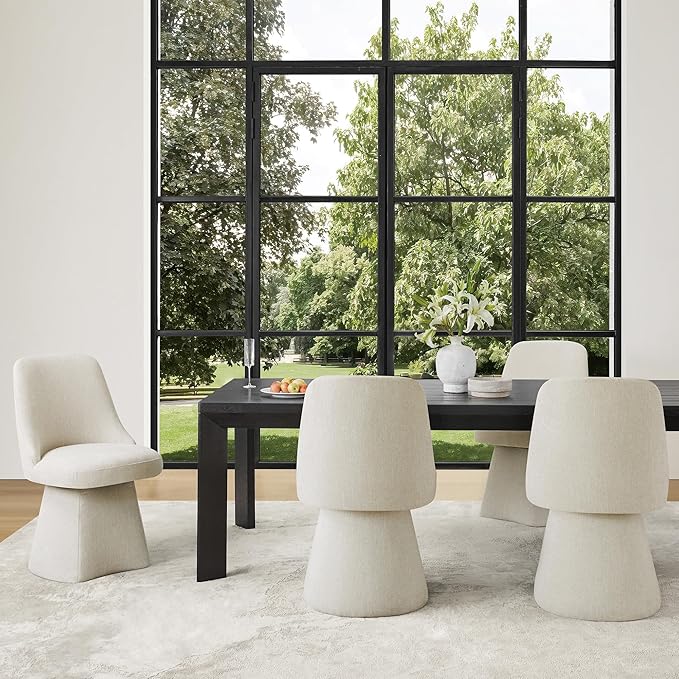 Swivel Dining Chair Mid Century Modern DeskChair High Back Upholstered Linen Fabric SideChair for Kitchen Diningroom Bedroom,Linen,4 Box