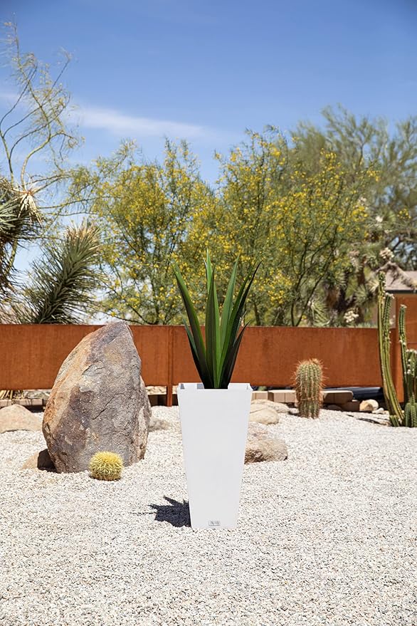 Veradek V-Resin Indoor/Outdoor Taper Planter (26 inch, White)