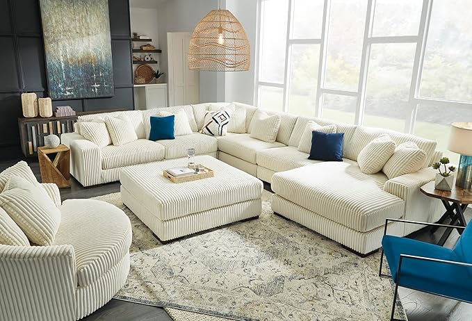 Signature Design by Ashley Lindyn Contemporary Square Tufted Upholstered Oversized Accent Ottoman, White