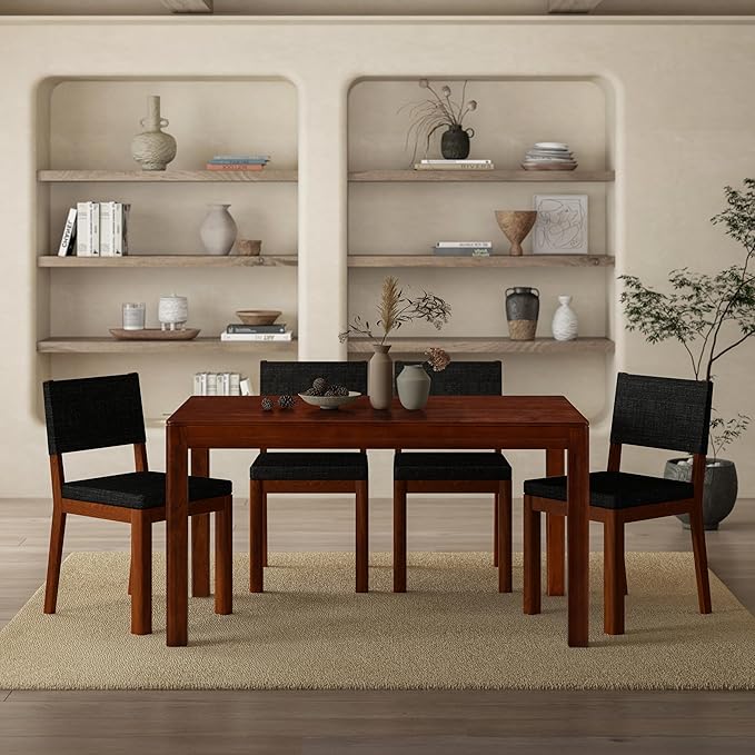 NTC Flow 55 Inch Modern Design, Rectangular Dinner Table for Dining Room, Living Room Furniture, Effortless Assembly, Dark Walnut