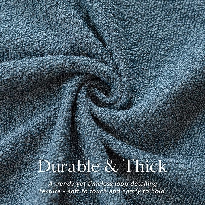 Foindtower Pack of 2, Decorative Textured Boucle Throw Pillow Covers Accent Solid Pillow Cases Cozy Soft Couch Cushion Case for Chair Sofa Bedroom Living Room Home Decor 22 x 22 Inch Blue