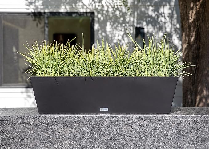 Veradek Pure Series Window Box Planter - Long Rectangular Planter for Indoor or Outdoor Windowsill/Balcony | Durable All-Weather Use with Drainage Holes | Modern Decor for Herbs, Small Plants, Flowers